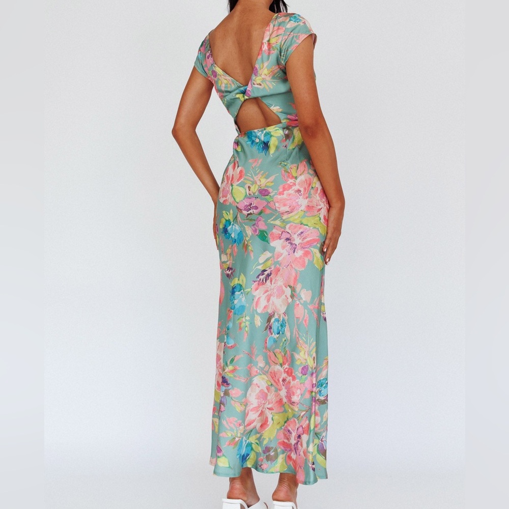 Floral Satin Dress - Picture 2 of 6